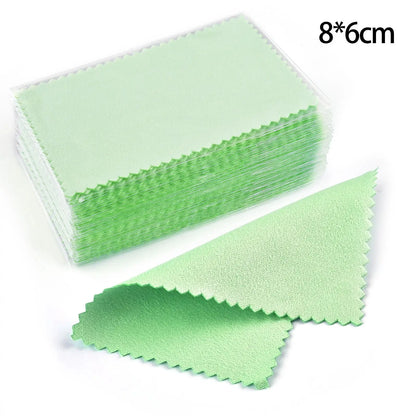 50pcs Silver Polishing Cloths – Soft Cleaning Wipes for Necklaces, Rings & Jewelry Care (10x6.5cm & 8x8cm)