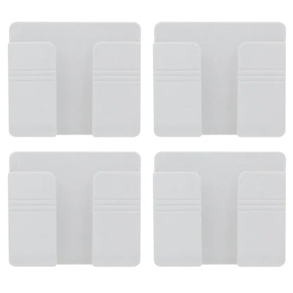 4-Piece Wall-Mounted Storage Box Set - Multifunctional Punch-Free Organizer for TV Remote Control, DIY Mobile Phone Plug, and Charging Holder