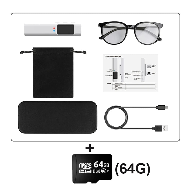 2.7K Glasses Camera – Mini Wearable Outdoor Security Sports DV DVR, WIFI Video Recorder for Driving, Hiking, and Surveillance