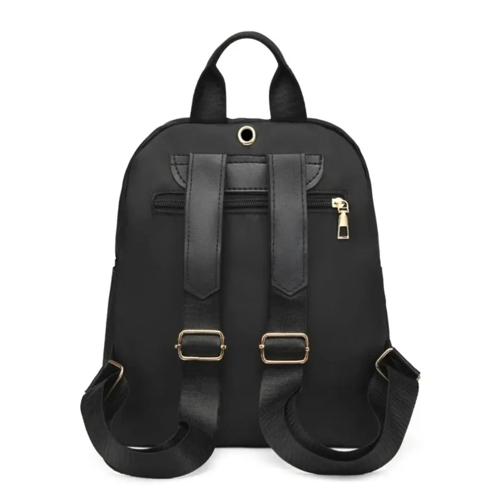 Simple Black Large Capacity Backpack - Women’s Travel Bag, Solid Harajuku Schoolbag, Unisex Oxford Backpack