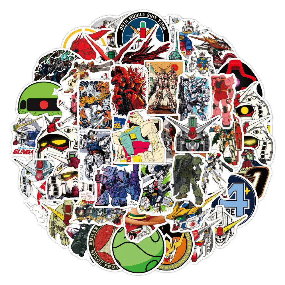 GUNDAM Anime Stickers - 10/30/50-Piece Cartoon Sticker Pack for DIY Crafts, Phone Cases, Stationery and Kids’ Gifts