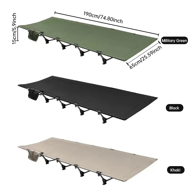 Ultra-Light Folding Camping Bed – Portable Outdoor Tent Cot for Adults, 150KG Capacity, Ideal for Hiking & Travel