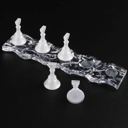 Magnetic Nail Holder with 5pcs Practice Display Stands – Manicure Gel Polish & Nail Tips Training Tools