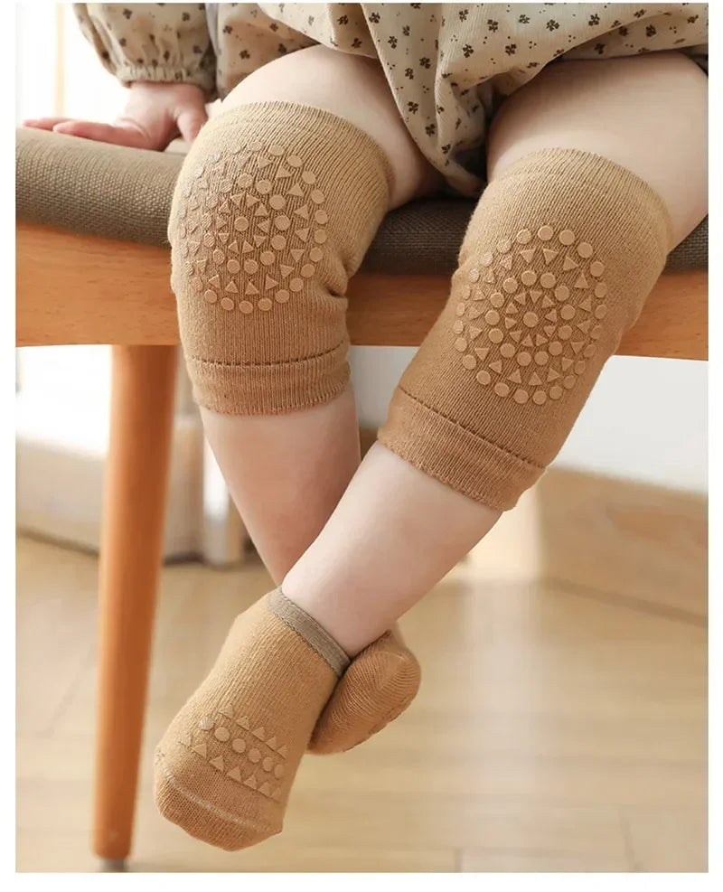 Baby Knee Pads Socks Set – Anti-Slip Crawling Safety Socks for Girls & Boys, Solid Color Leg Protector