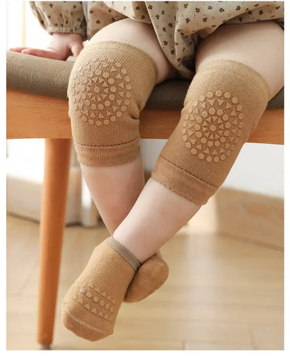 Baby Knee Pads Socks Set – Anti-Slip Crawling Safety Socks for Girls & Boys, Solid Color Leg Protector