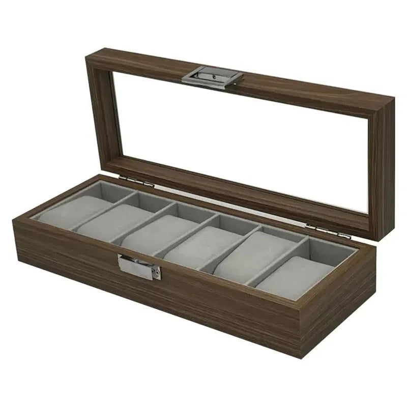 Black Walnut Grain Wooden Watch Box — Set of 6 Storage & Display Packaging Boxes