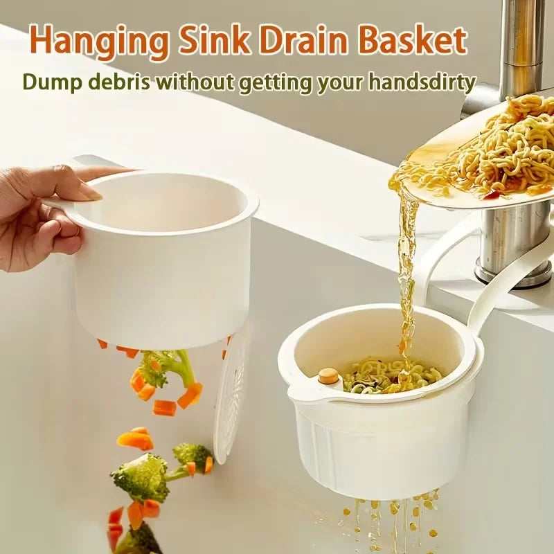 Press-Type Drain Basket - Multi-Functional Food Strainer and Sink Organizer for Kitchen & Bathroom
