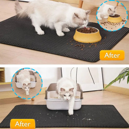 Double Layer Cat Litter Mat - Waterproof Pet Litter Trapping Pad for Clean Floors and Cat Box Accessories