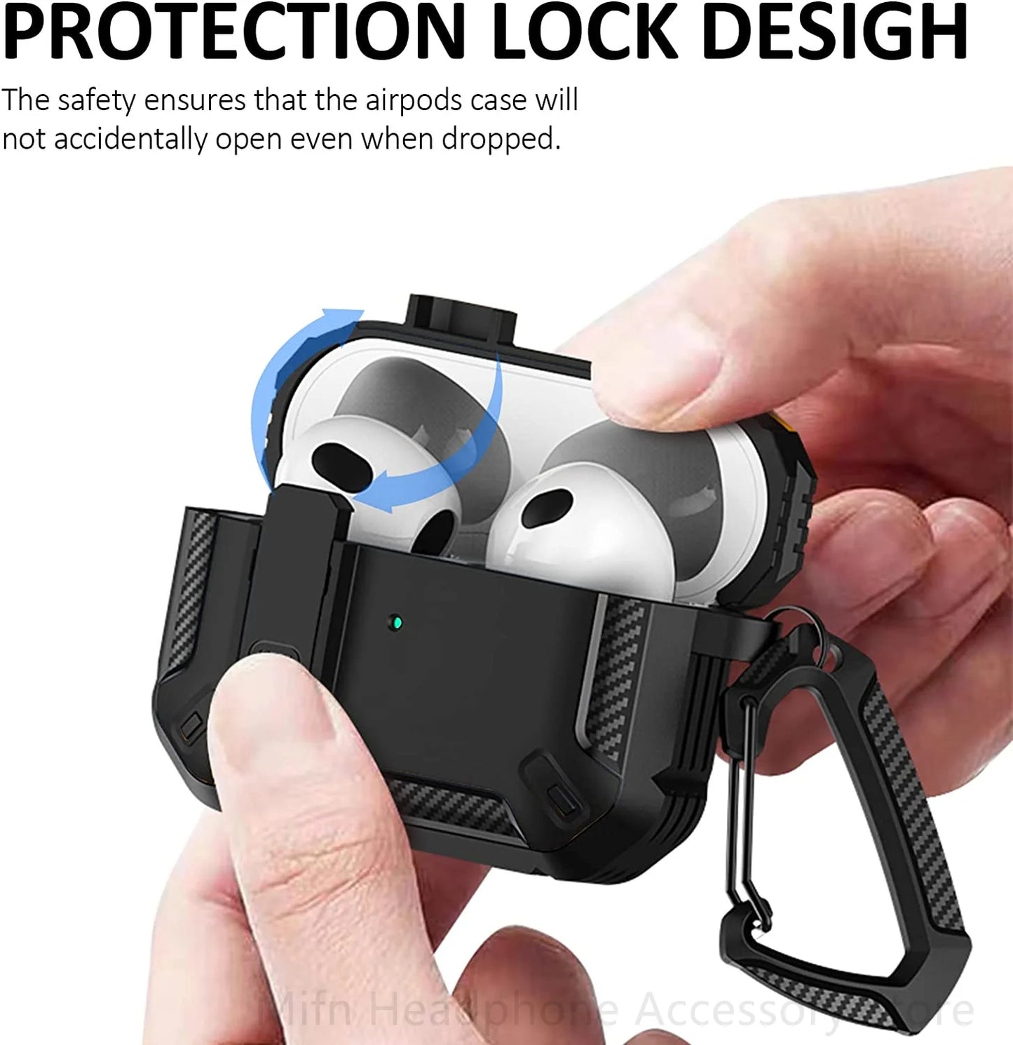 Carbon Fiber AirPods Case for Pro 1/2 & AirPods 3 – Shockproof Headset Cover with Switch Design for Men