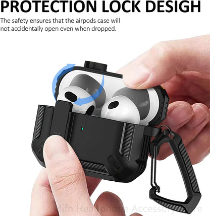 Carbon Fiber AirPods Case for Pro 1/2 & AirPods 3 – Shockproof Headset Cover with Switch Design for Men