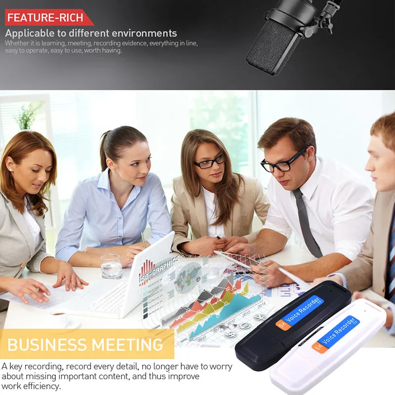 Mini Audio Voice Recorder USB Pen – 16GB/32GB Digital Sound Recorder for Meetings & Interviews