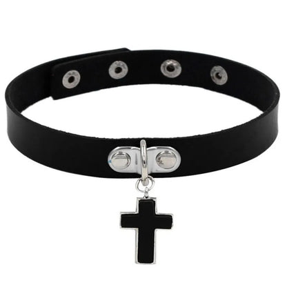 Harajuku Punk Rock Gothic Choker Necklace – PU Leather Heart Lock, Key, Spike Collar, Cosplay Accessories for Women