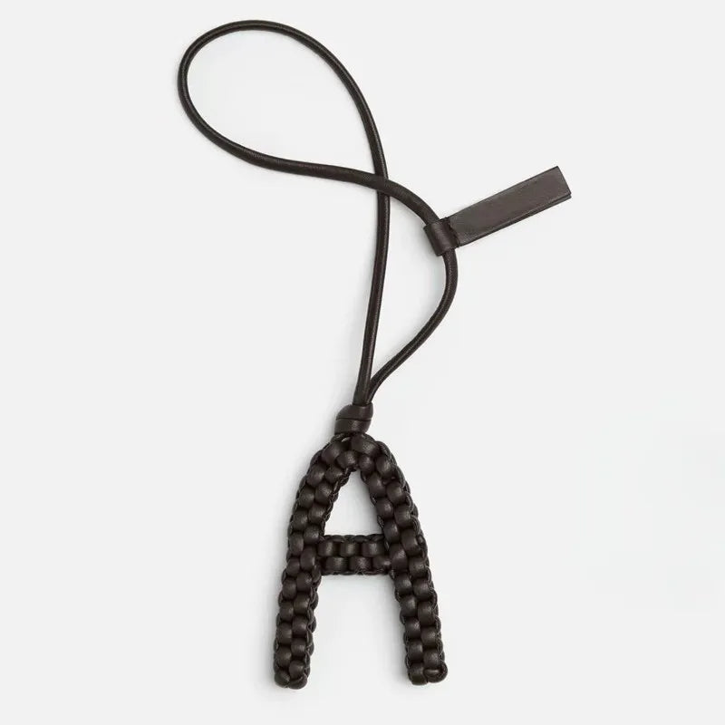 Woven Leather Letter Bag Charm – Luxury Handwoven Pendant Ornament for Women’s Handbags, Fashionable Bag Decoration Accessory
