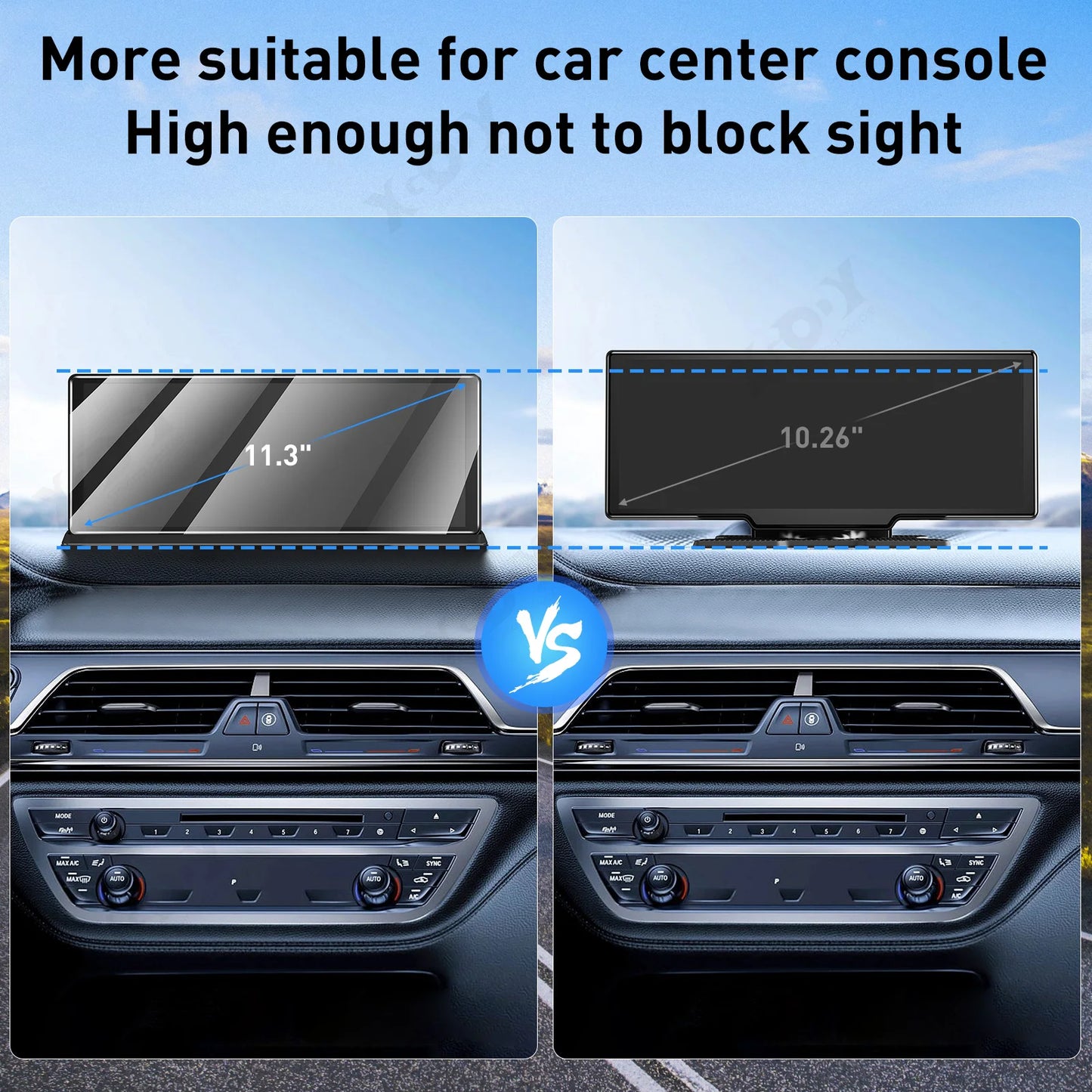 XGODY 11.3" 4K Dash Cam - Wireless CarPlay, Android Auto, GPS, WiFi Navigation, Rearview Camera for Car DVR Dashboard Video