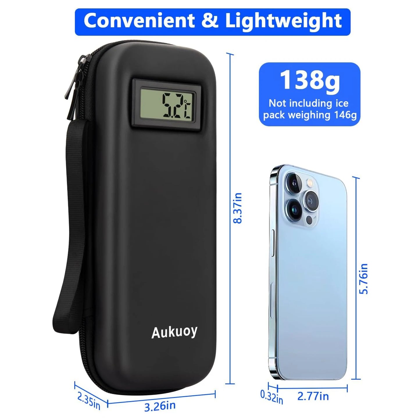 Insulin Cooler Travel Case with Thermometer – Refrigerated Medicine Organizer Bag for Diabetic Medication