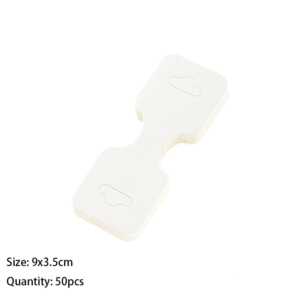 50PCS Blank Jewelry Display Cards — Foldable Adhesive Price Tag Holders for Necklaces & Bracelets, Small Business Packaging Supplies