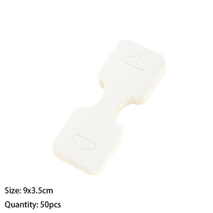 50PCS Blank Jewelry Display Cards — Foldable Adhesive Price Tag Holders for Necklaces & Bracelets, Small Business Packaging Supplies