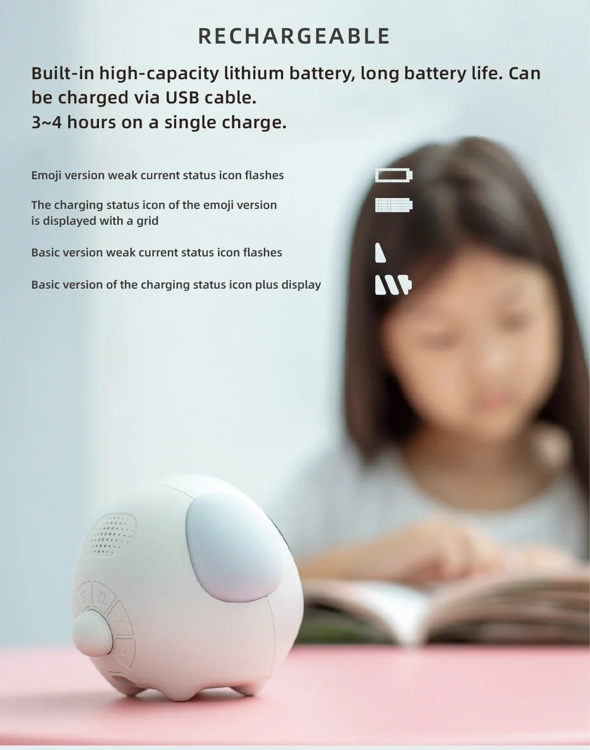Cute Cartoon Digital Alarm Clock for Kids – Emotion Table Clock with Light for Bedroom & Desktop