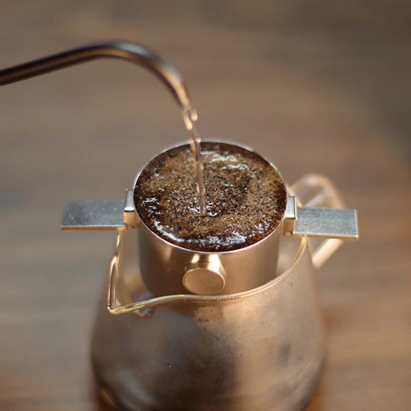 304 Stainless Steel Hanging Ear Coffee Filter Cup - Portable Hand Flush Filter with Filter Paper, Filter-free Funnel Coffee Utensils