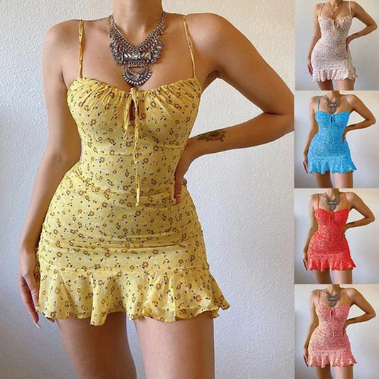 Women’s Sexy Casual Home Floral Camisole Dress - Comfortable Summer Skirt