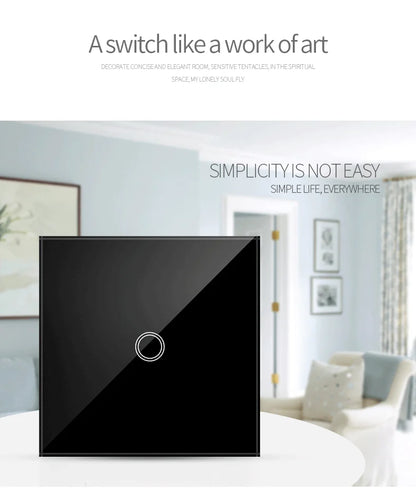 AXUS EU Touch Switch | AC100-240V LED Backlight Panel, Tempered Glass Wall Light Sensor Switch, 1/2/3 Gang