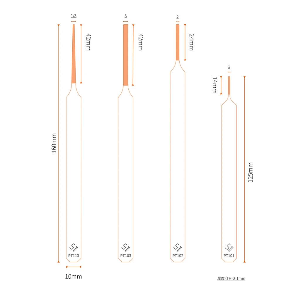 Double-Sided Model Sanding File – 1mm-3mm Narrow Nose for Deep Crevices and Small Model Parts
