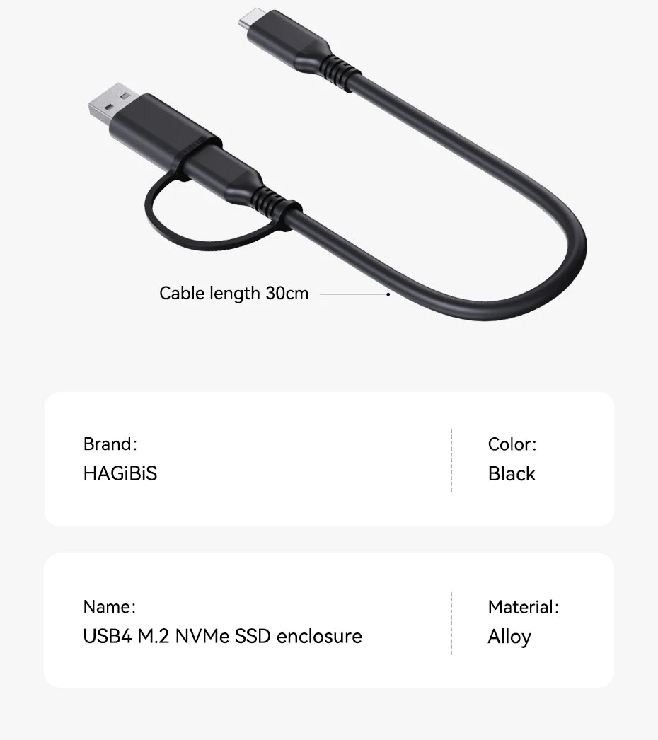 Hagibis USB 4.0 40Gbps M.2 NVMe SSD Enclosure – Compatible with Thunderbolt 4/3 & USB 3.2/3.1/3.0 External Hard Drive Case