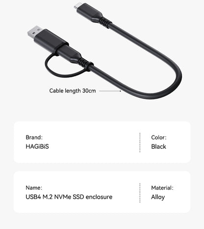 Hagibis USB 4.0 40Gbps M.2 NVMe SSD Enclosure – Compatible with Thunderbolt 4/3 & USB 3.2/3.1/3.0 External Hard Drive Case