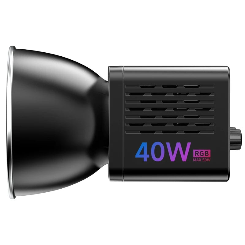 Ulanzi L024 40W RGB Video Light – 2500-6500K Bi-Color, 0-359° RGB COB Light with Mini Bowens Mount & 3400mAh Fill Light