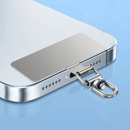 360° Rotatable Stainless Steel Phone Lanyard Clip Patch – Ultra-Thin Self-Adhesive Mobile Phone Tether Tab Holder for Case Strap Attachment