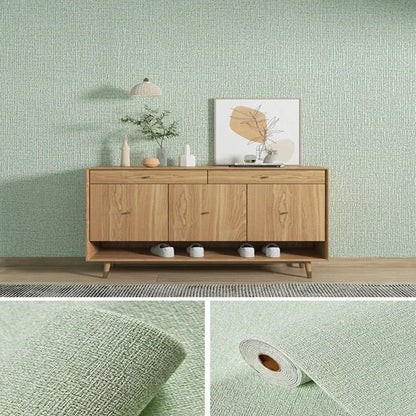 Linen 3D Foam Self-Adhesive PVC Wallpaper - Solid Color, Thickened Waterproof Wall Stickers for Home Renovation & Decor