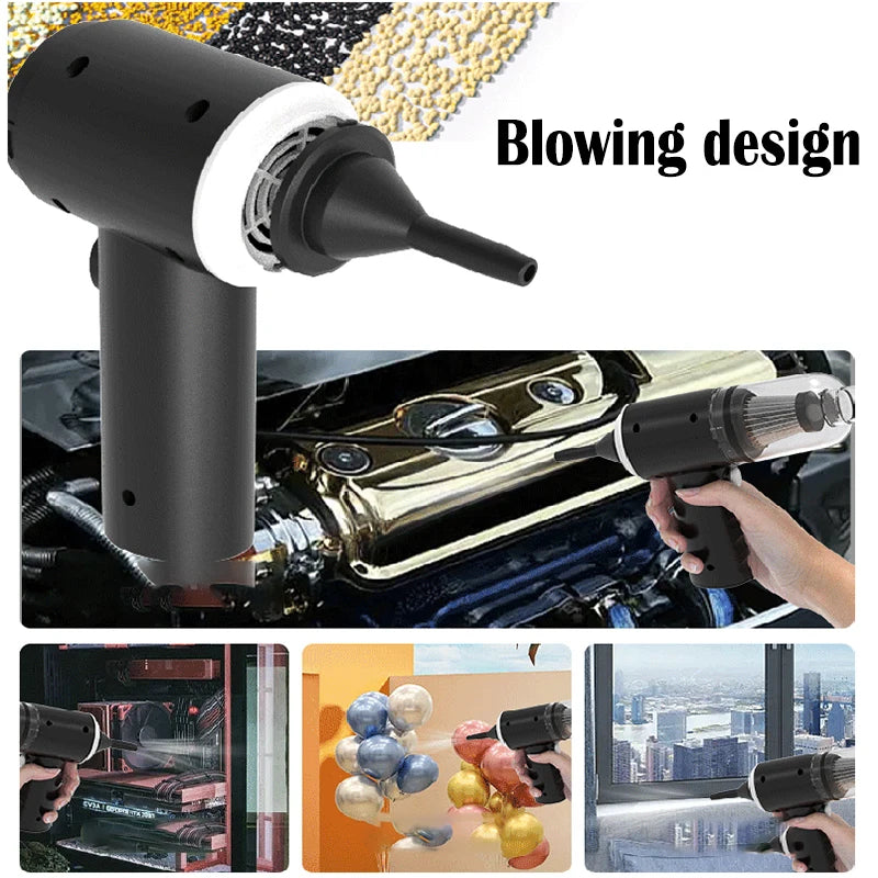 9000Pa Wireless Car Vacuum Cleaner – USB Rechargeable 1200mAh Mini Wet & Dry Portable Household Cleaner