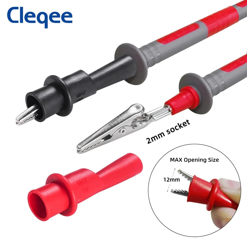 Cleqee P1308B 18-Piece Multimeter Test Lead Kit - Replaceable Probes, Alligator Clips, Hook Clips & 4mm Banana Plugs