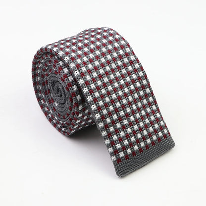 Classic Knit Neck Tie for Men — 6cm Plaid & Dots Casual Business Wedding Tie