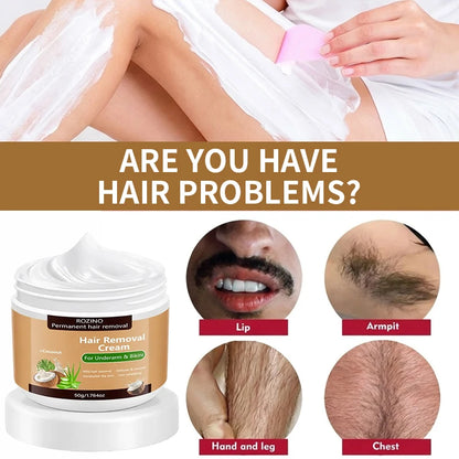 50g Coconut Hair Removal Cream - Smooth Skin Depilatory Cream for Lips, Underarms & Legs
