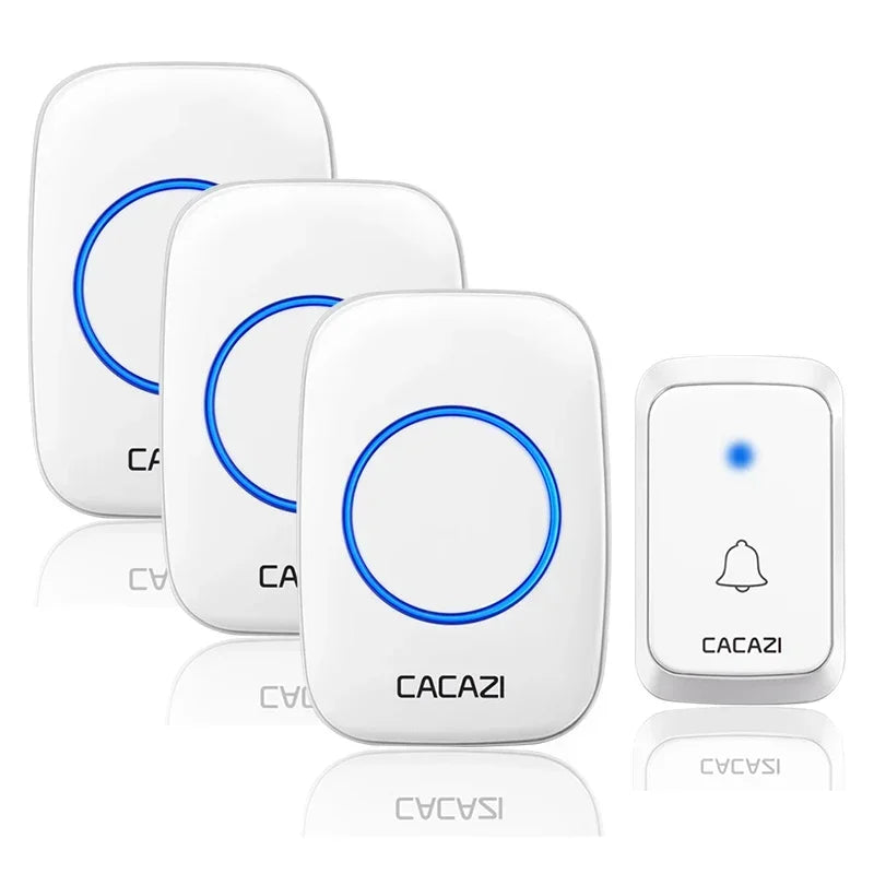CACAZI A06 DC Battery-Operated Wireless Waterproof Doorbell – 300M Remote, 36 Chimes, Cordless Home Call Bell