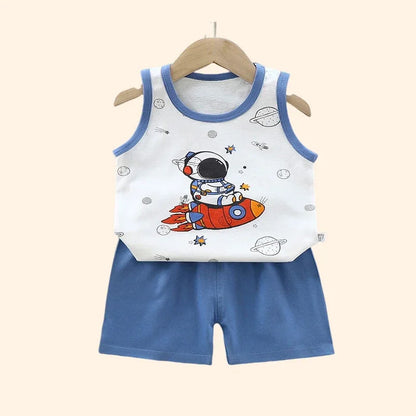 Kids Summer Vest & Shorts Set - Cotton Sleeveless T-Shirt Outfit for Boys & Girls