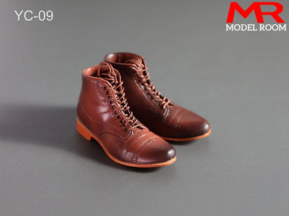 1/6 Scale Male Lace-Up Rubber Boots — Solid Soldier Shoes for 12'' Action Figures with Detachable Feet Dolls