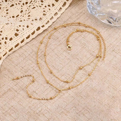 Gold Plated Lariat Necklace – Double Layered Long Chain Drop Pendant Choker for Women, Fashion Jewelry Gift