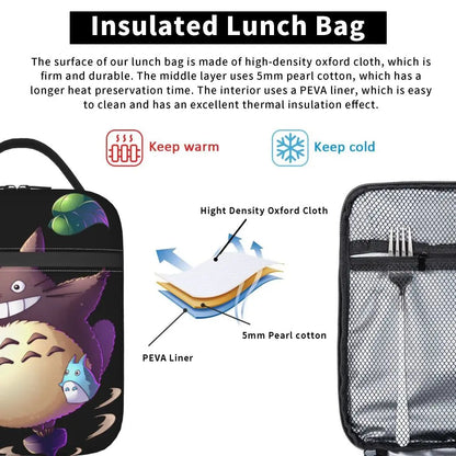 Totoro Miyazaki Anime Insulated Lunch Tote Bag – Portable Thermal Cooler for School & Office
