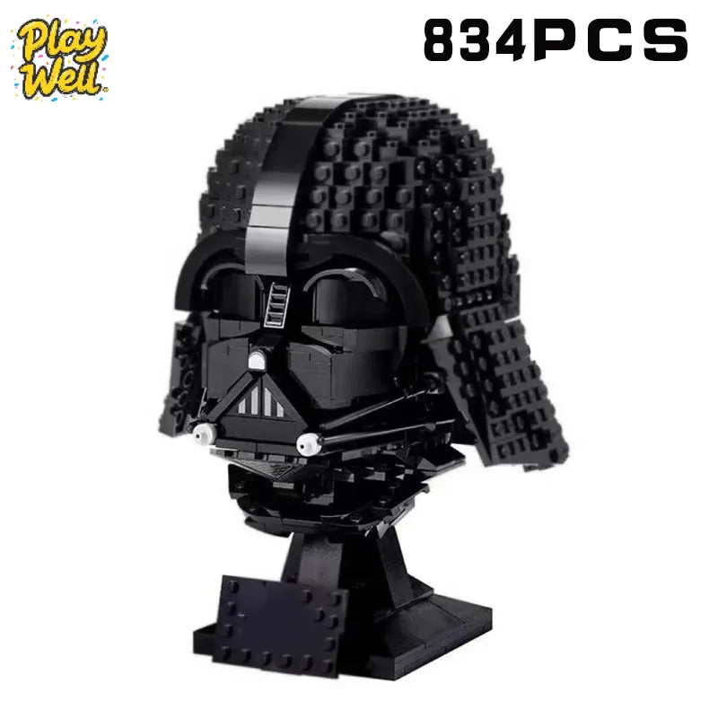MOC Space Wars Helmet Building Blocks — Stormtrooper & Vader Fighter Model Bricks Toy, Birthday & Xmas Gift for Kids, Home Decor