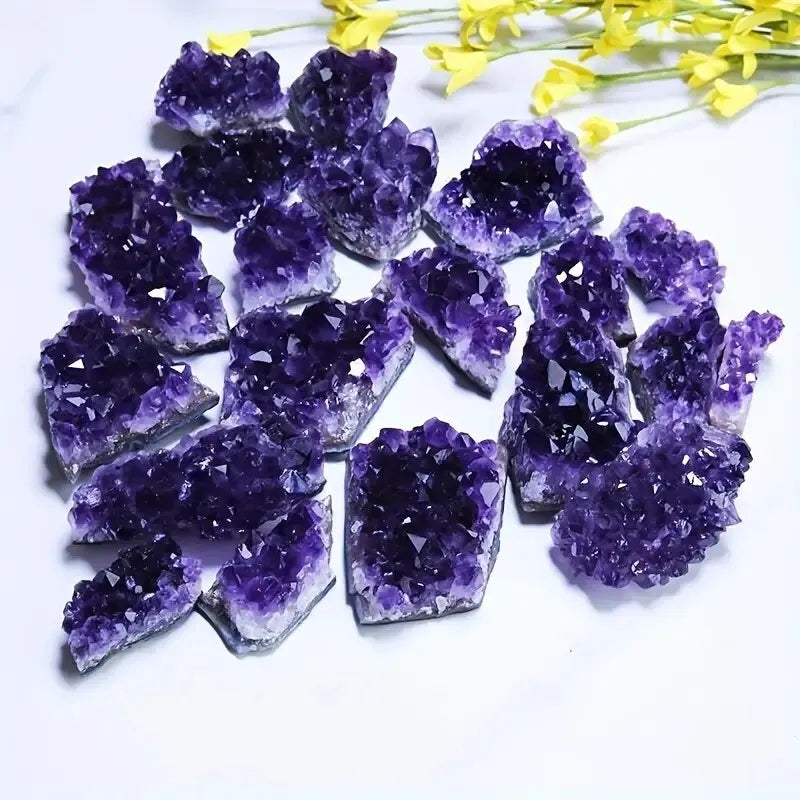 2PCS Natural Amethyst Healing Crystals — Energy Stones for Spiritual Treatment & Home Decoration