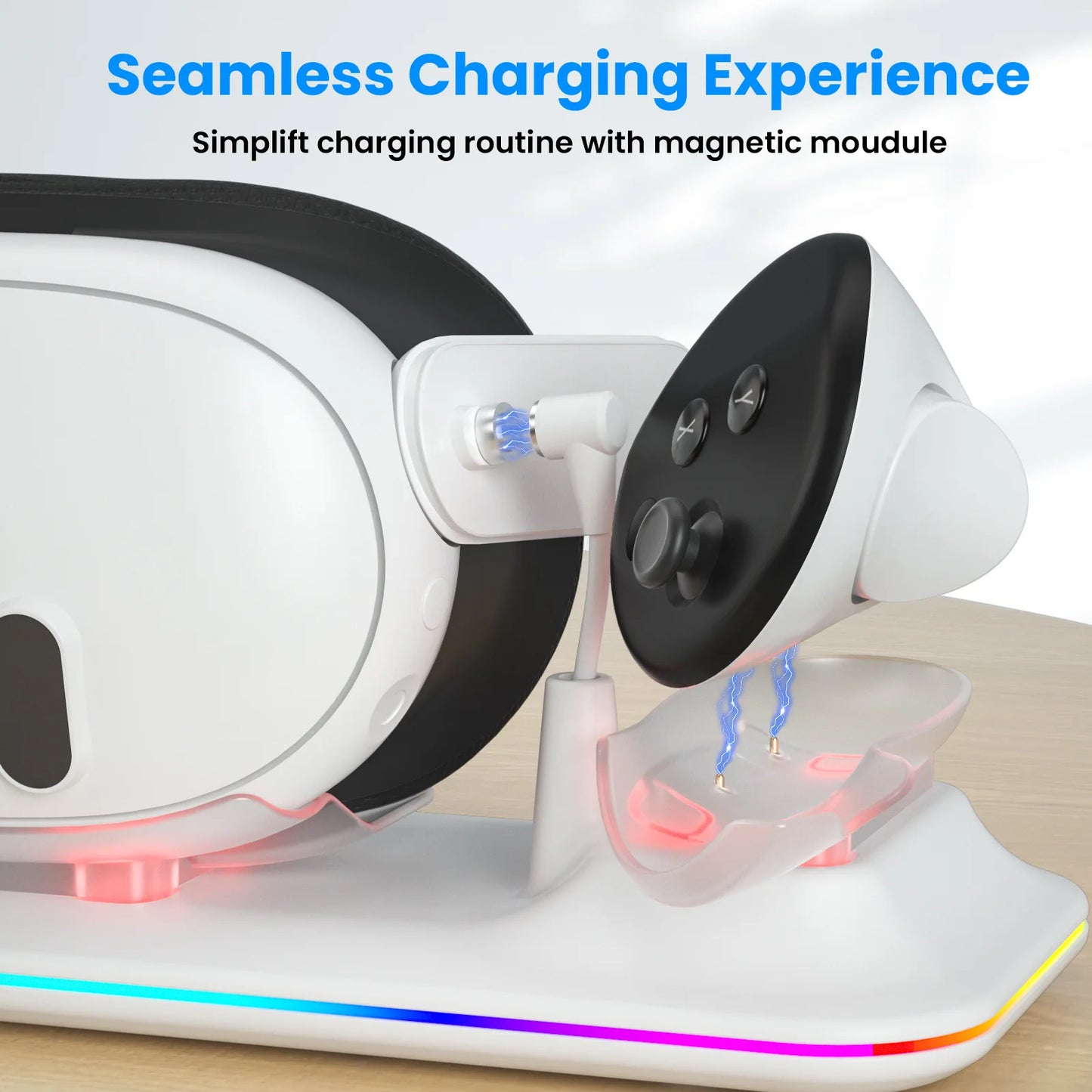 Charging Dock for Meta Quest 3 – Magnetic Charging Station for VR Headset & Controllers, Includes 2 Rechargeable Batteries
