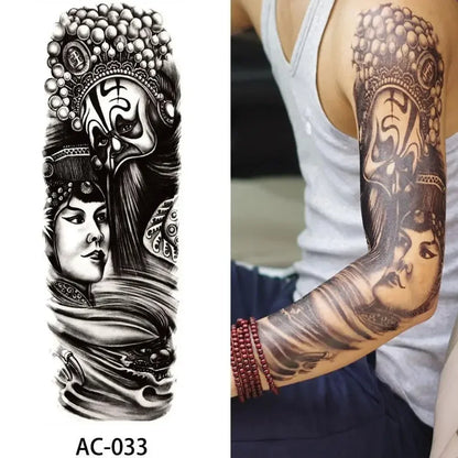 16 Designs Full Arm Temporary Tattoo Sleeves - Waterproof Body Art Stickers for Men & Women Fashion Style