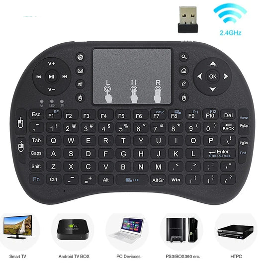 I8 2.4G Mini Wireless Keyboard – Air Mouse Touchpad Remote for Android TV Box, PC & Smart TV