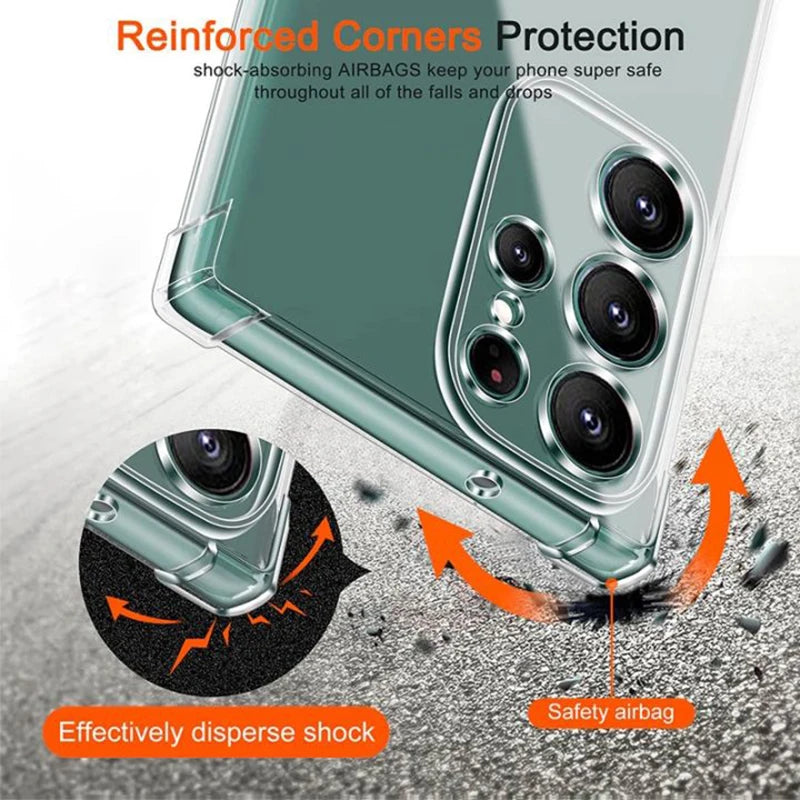 Clear Shockproof Case for Samsung Galaxy - Transparent Protective Cover for S25, S24, S23, S22, S21, A56, A55, A54 & More