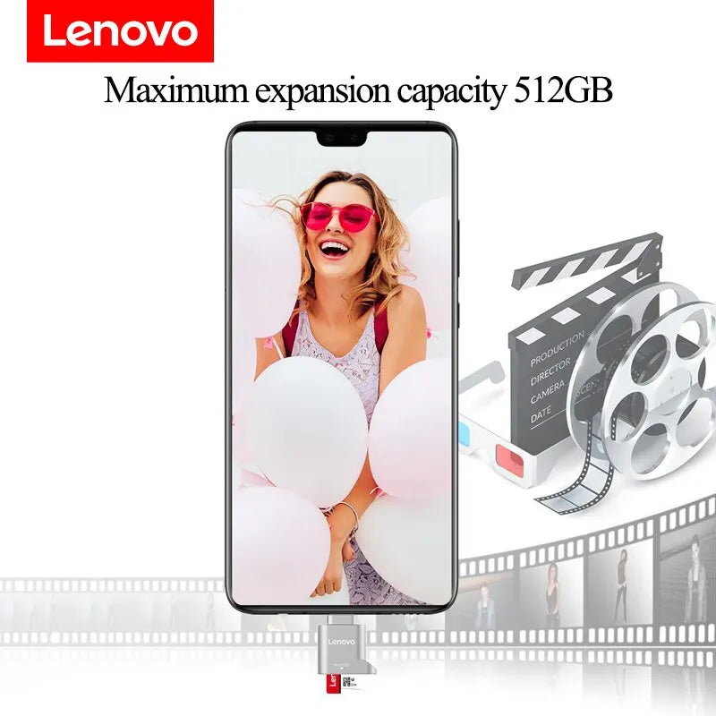 Lenovo USB C to SD Card Reader with USB C to USB Adapter | Type C TF Memory Card Reader | Micro SD Card Reader