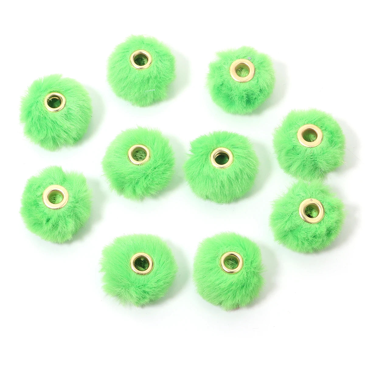 10pcs Plush Fur Ball Beads – Multicolor Pompom Spacer Beads for DIY Jewelry, Earrings & Bracelets