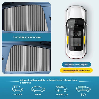 2PCS Universal Car Side Window Sun Shade Curtains – Foldable UV Protection Black Sun Visor Blinds Auto Car Styling Accessories