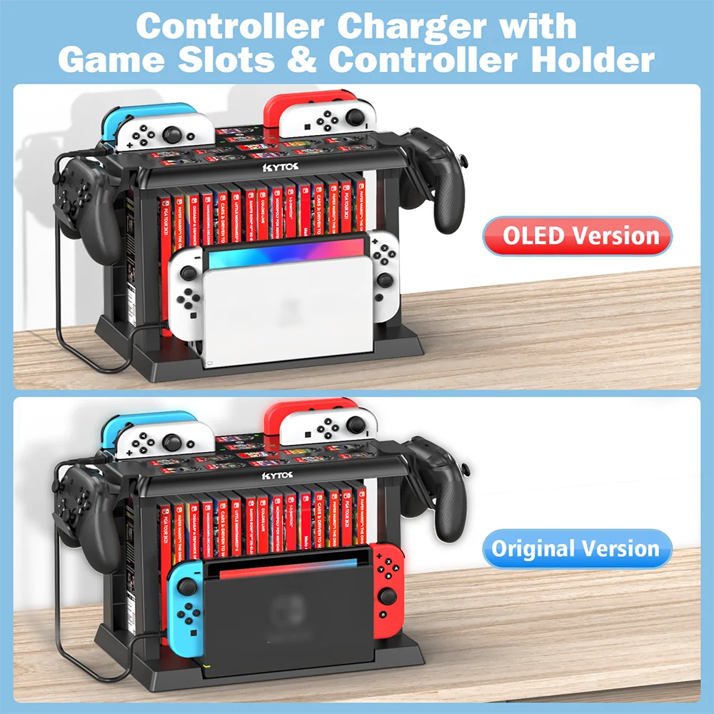 OIVO Switch Joy-Con Charger & Game Storage Tower – Pro Controller Holder for Nintendo Switch OLED Dock Station